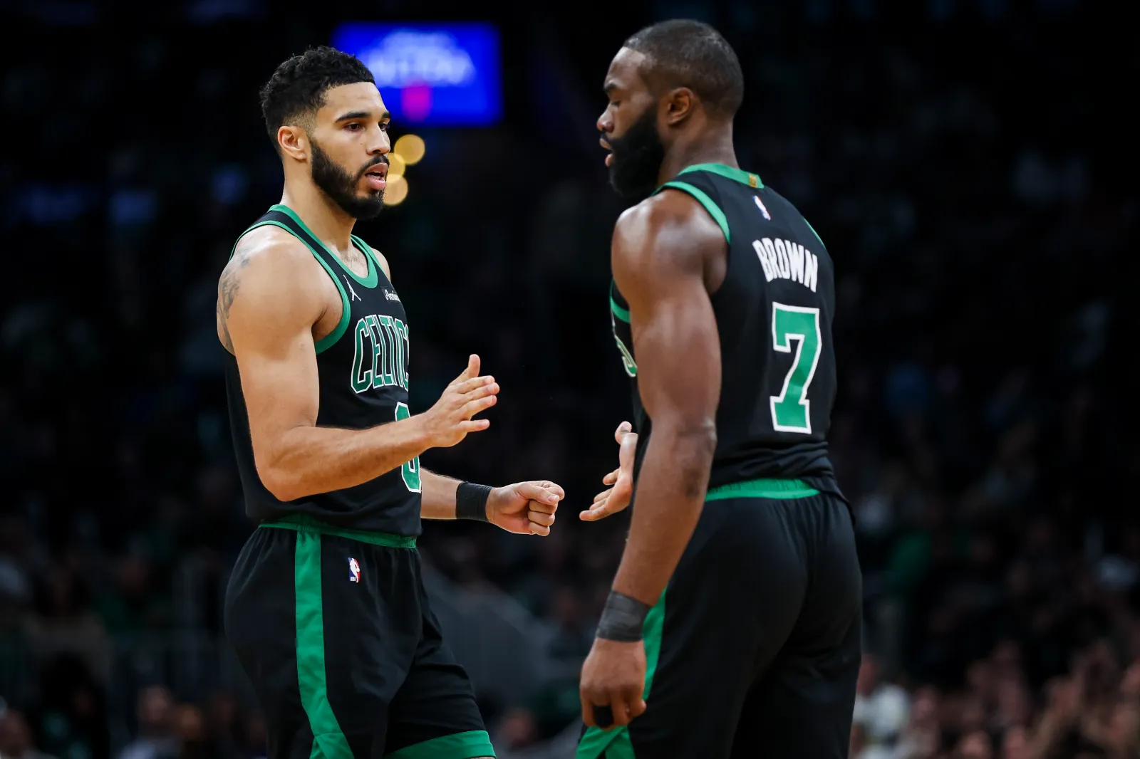 Jaylen Brown and Jayson Tatum of the Celtics