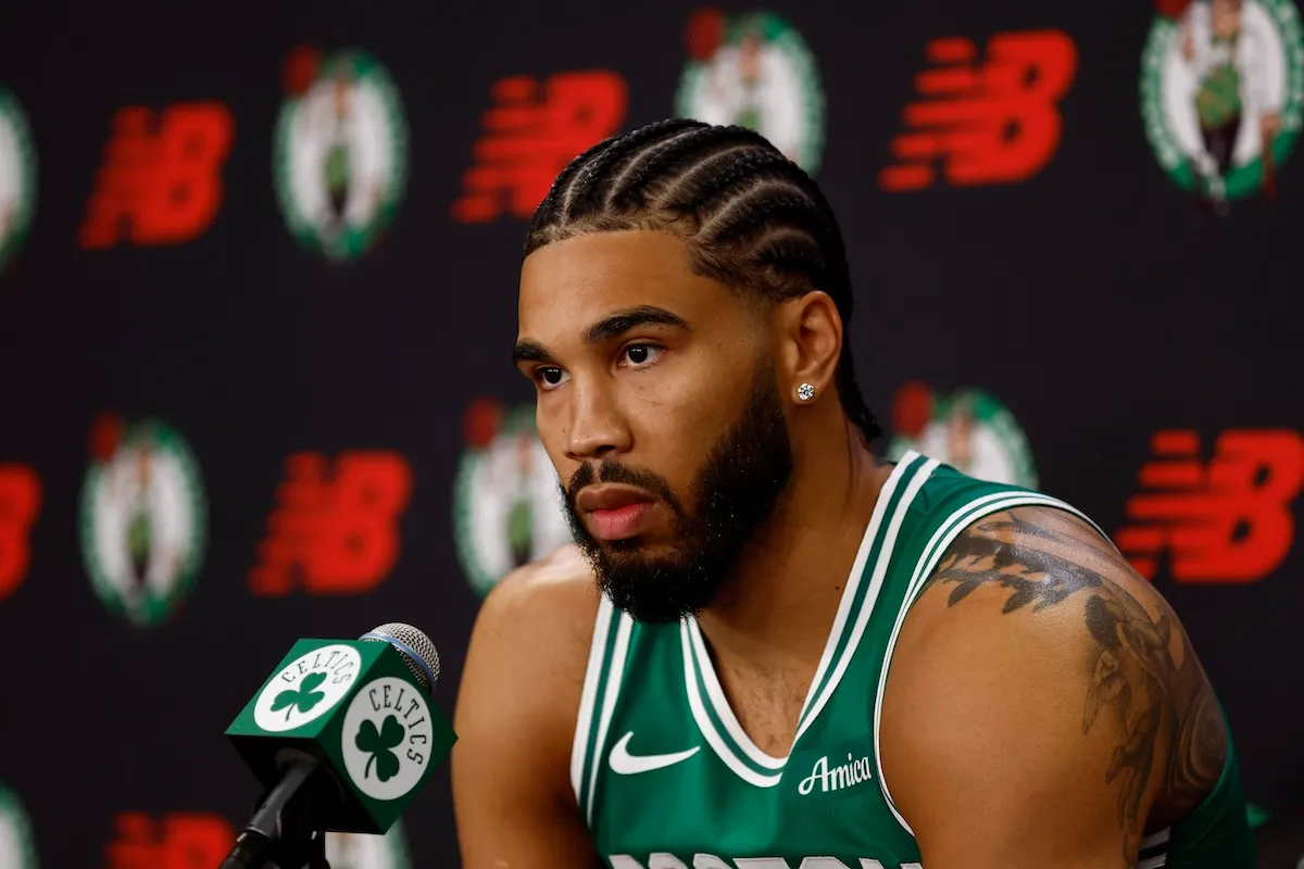 Boston Celtics star Jayson Tatum at press conference