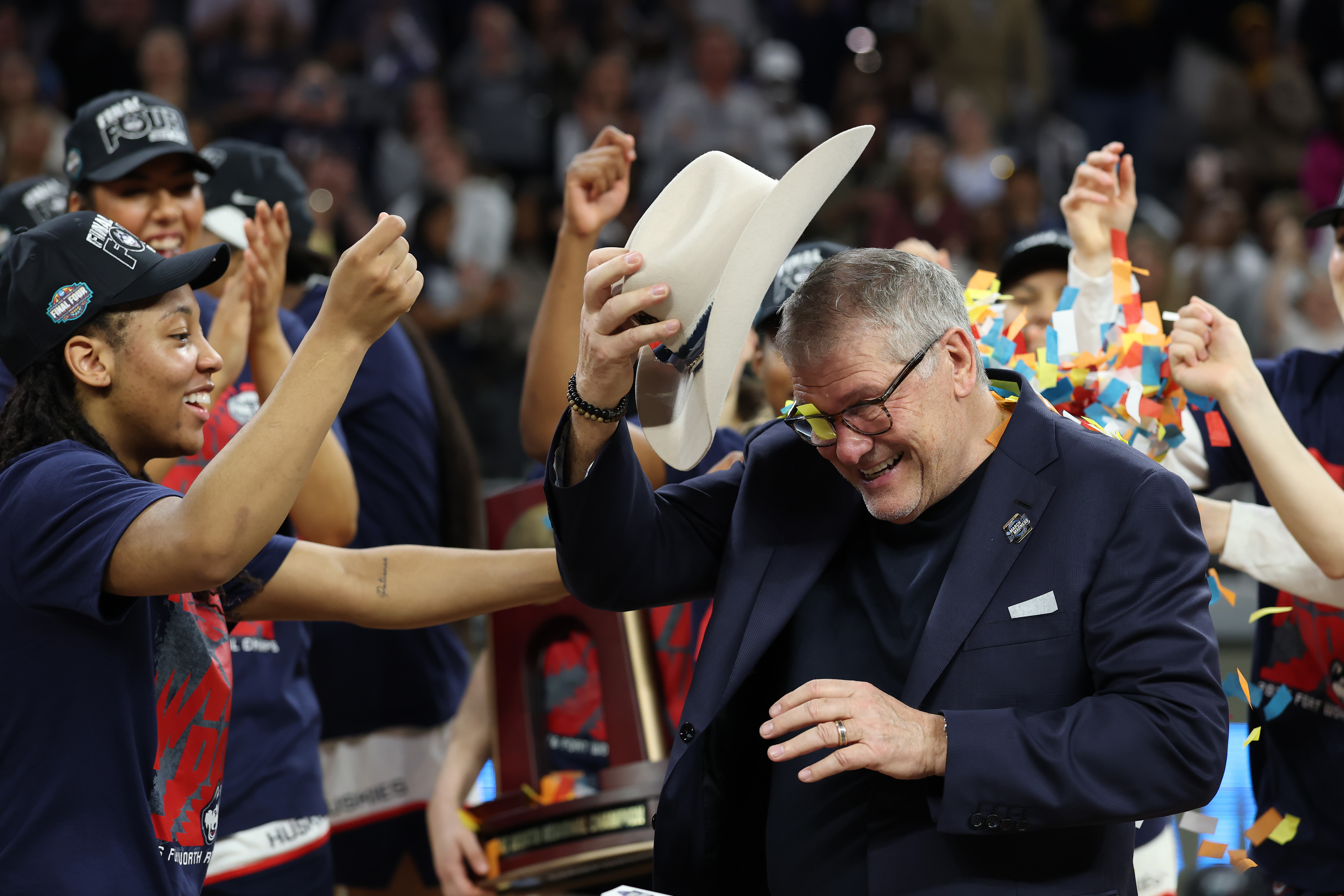 UConn's Geno Auriemma Dances in a Cowboy Hat After Making Final Four