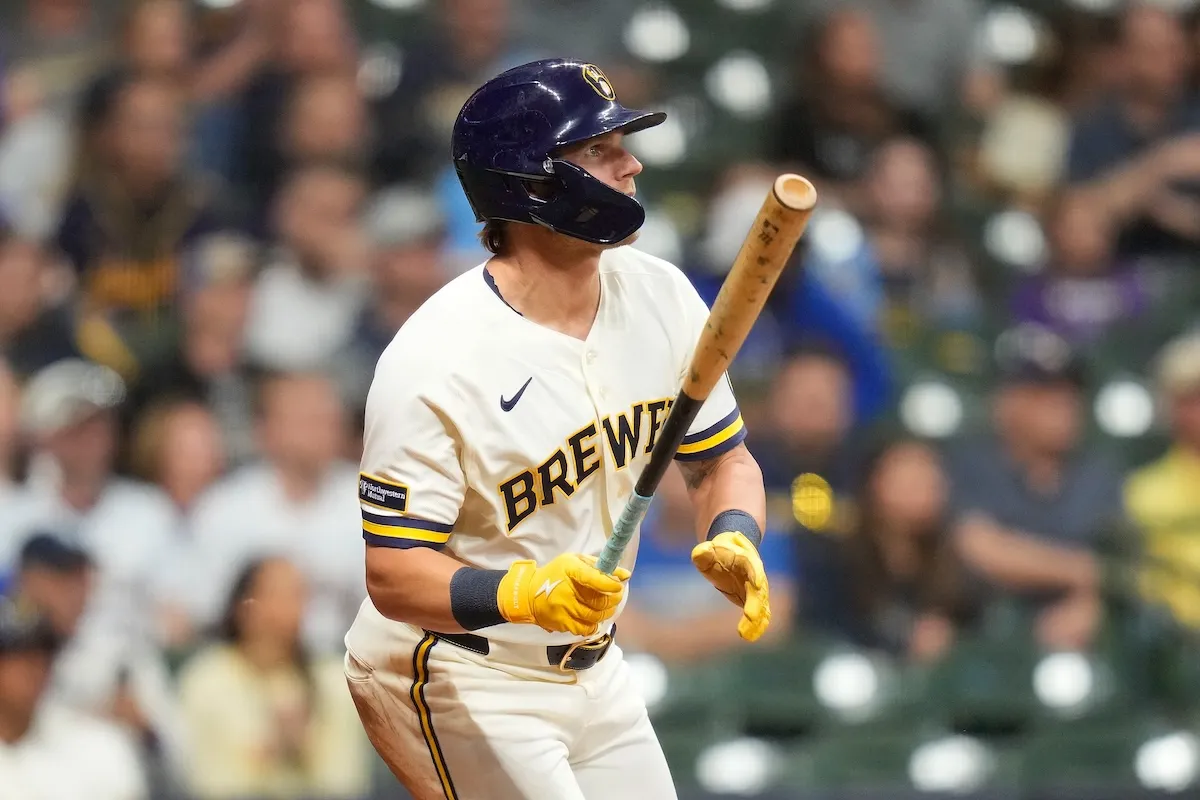 Jake Bauers batting for the Milwaukee Brewers agains the Tampa Bay Rays