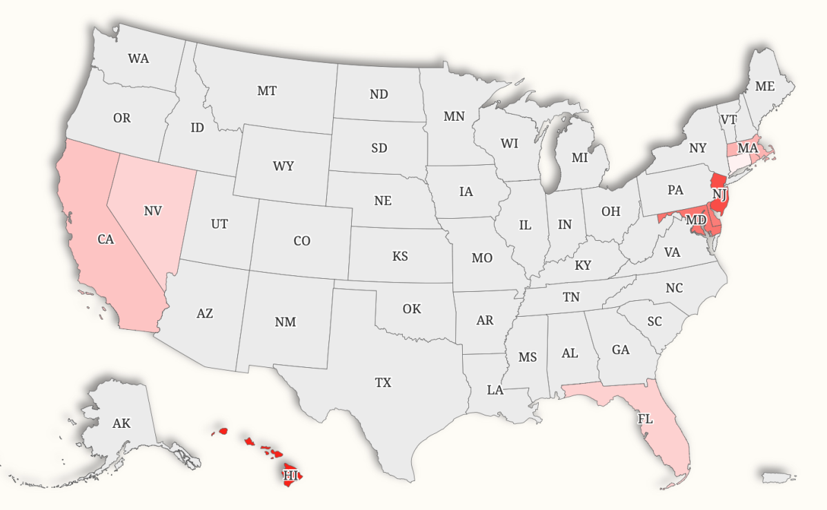 Map shows 10 states where cost of living is hitting hardest