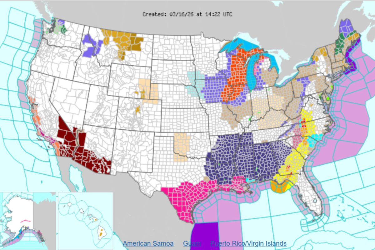 Weather update: Map shows winter storms, tornado warnings and heat alerts