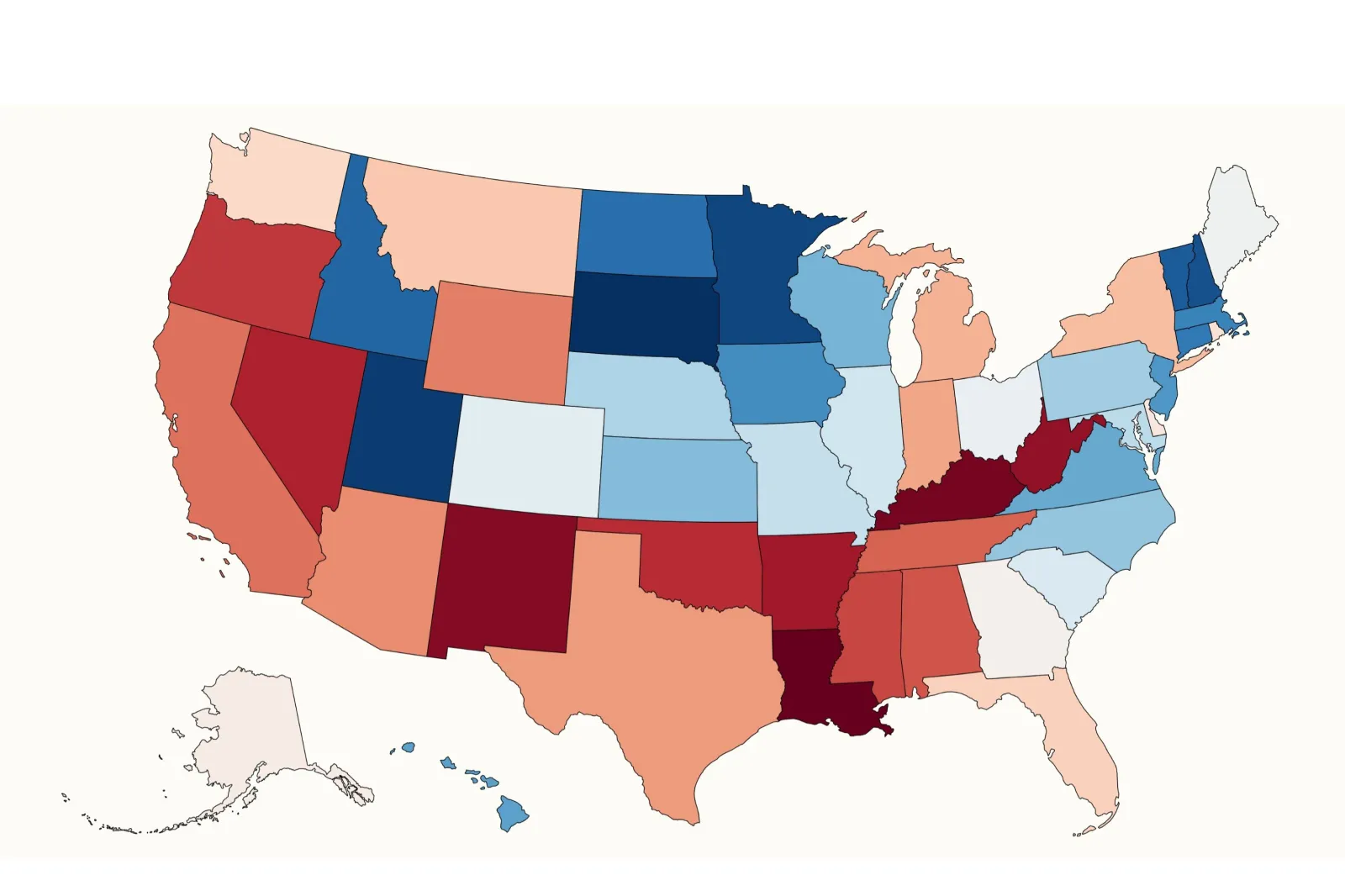 Map Shows Most Stressed States in America - Newsweek