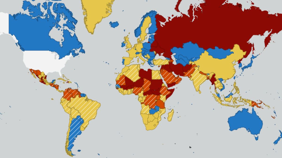 Map Shows Most Dangerous Countries for Americans in April 2026