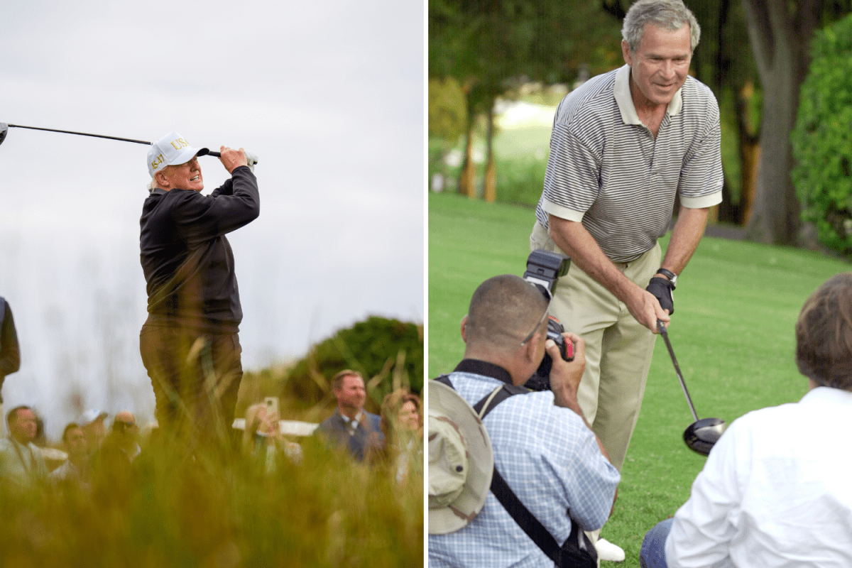 Bush's comment about war and golf go viral as Trump seen at Palm Beach club
