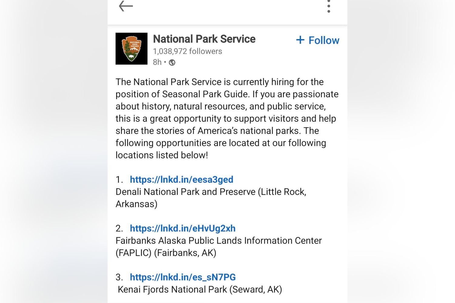 National Park Service Deletes Job Posting After People Spot Hilarious Error