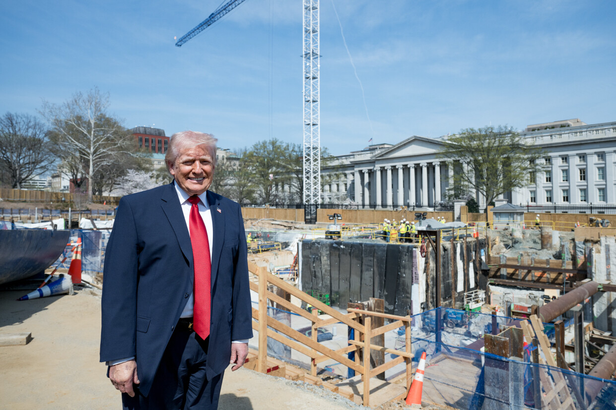 Trump Reacts to White House Ballroom Vote After Visit to  Building Site