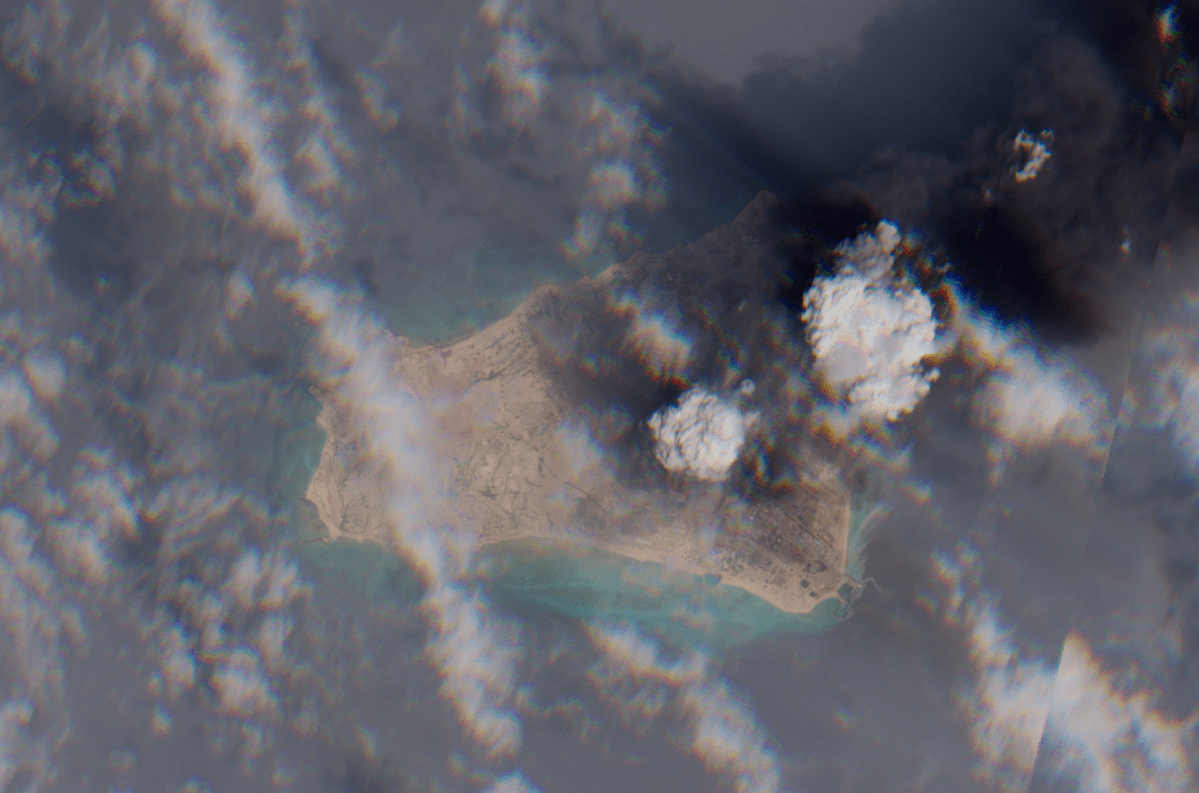 Satellite Photos Show Iran Oil Island on Fire in Persian Gulf