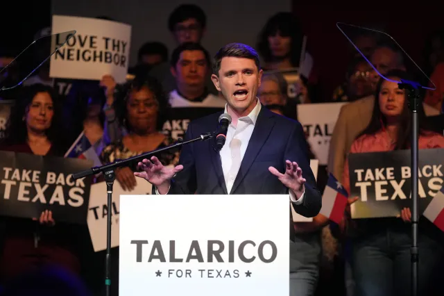 U.S. Senate candidate James Talarico, a Democratic state representative in Texas, speaks in Austin on March 4, 2026. (AP Photo/Eric Gay)