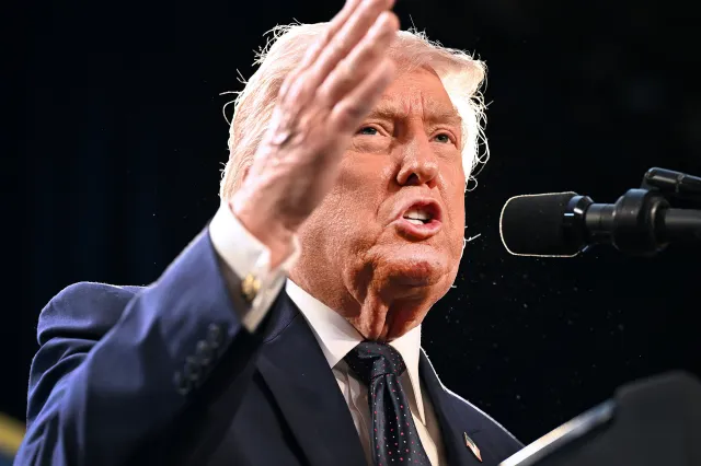President Donald Trump speaks to the Republican Members Issues Conference at Trump National Doral Miami on March 9, 2026 in Doral, Florida.