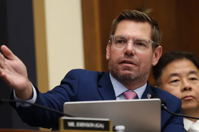 Eric Swalwell speaks during a House Judiciary Committee hearing with Federal Bureau of Investigation Director Kash Patel in the Rayburn House Office Building on September 17, 2025 in Washington, DC.