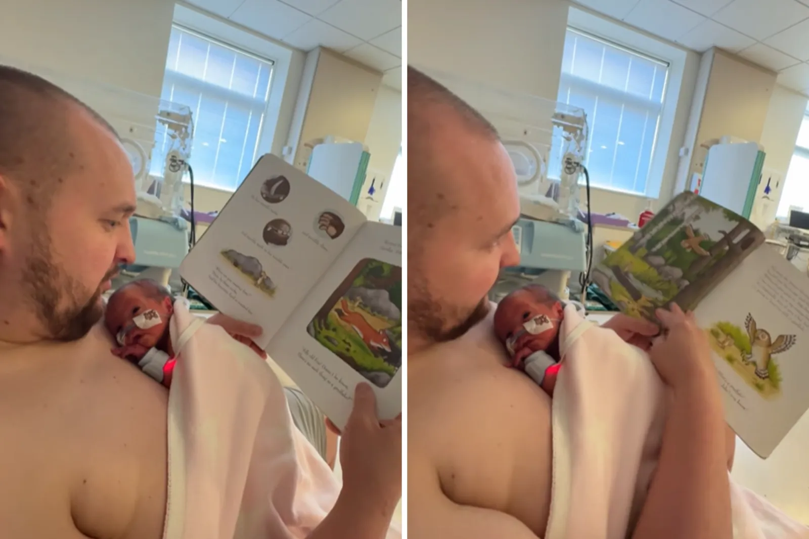 Dad Reading to Premature Twin in the NICU Melts Hearts