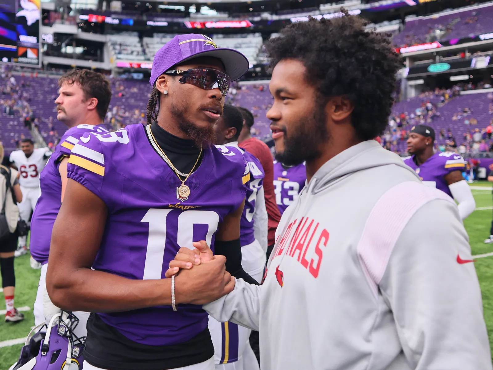 Minnesota Vikings WR Justin Jefferson and new QB Kyler Murray