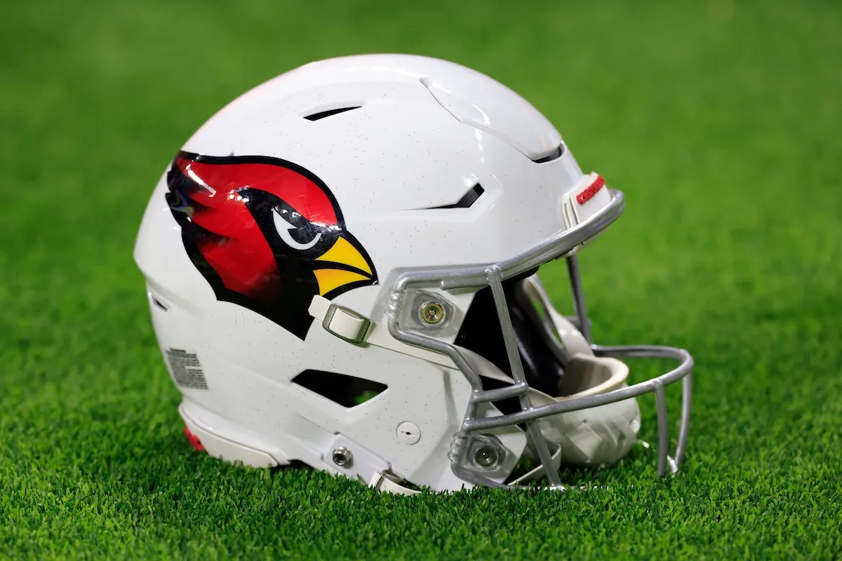 Arizona Cardinals football helmet on field at Indianapolis Colts game