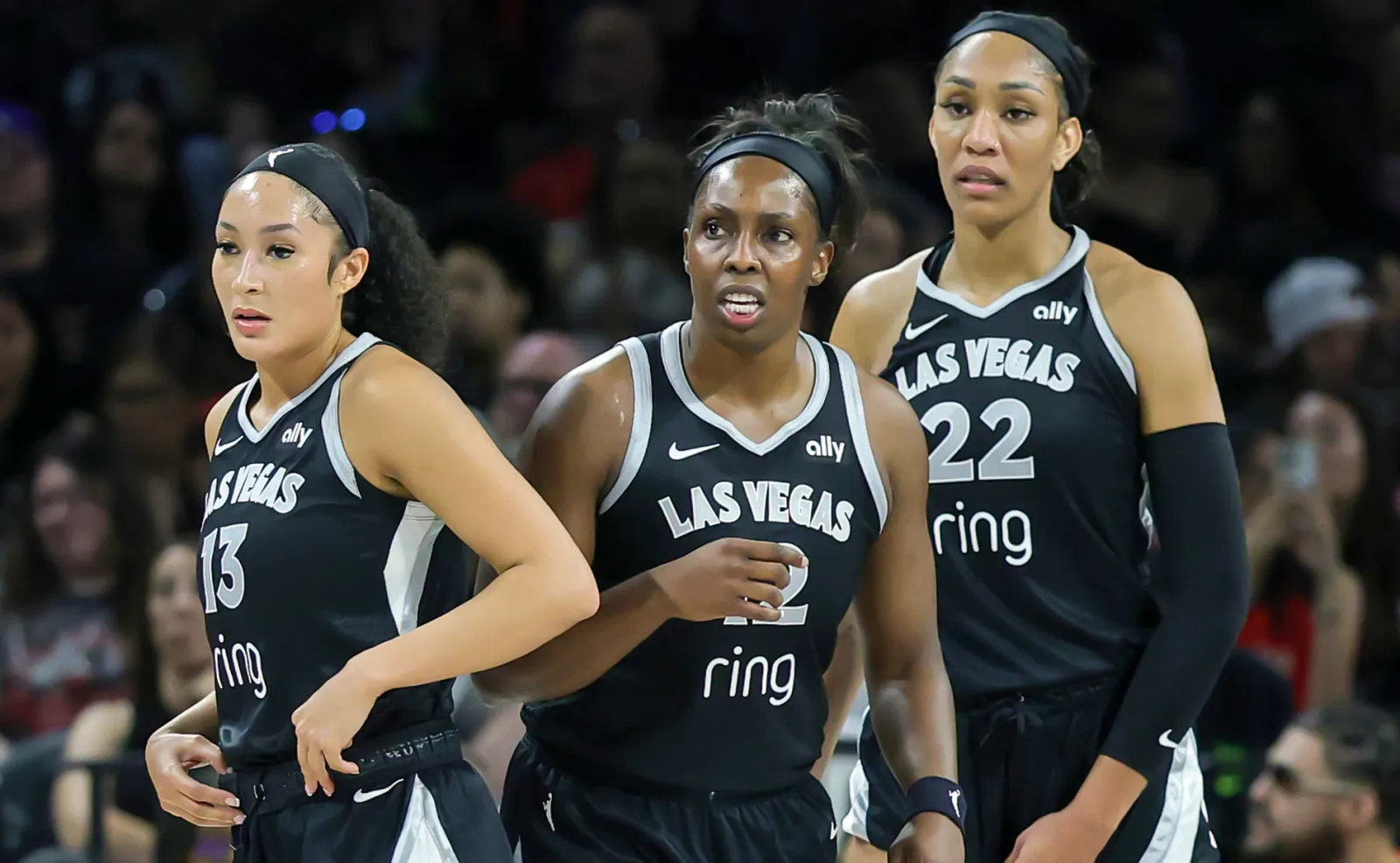 Former Las Vegas Aces guard Aaliyah Nye (left) and center A'ja Wilson (right)