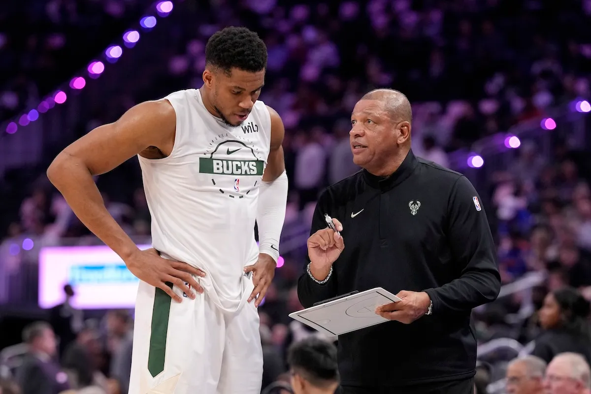 Milwaukee Bucks star Giannis Antetokounmpo with head coach Doc Rivers