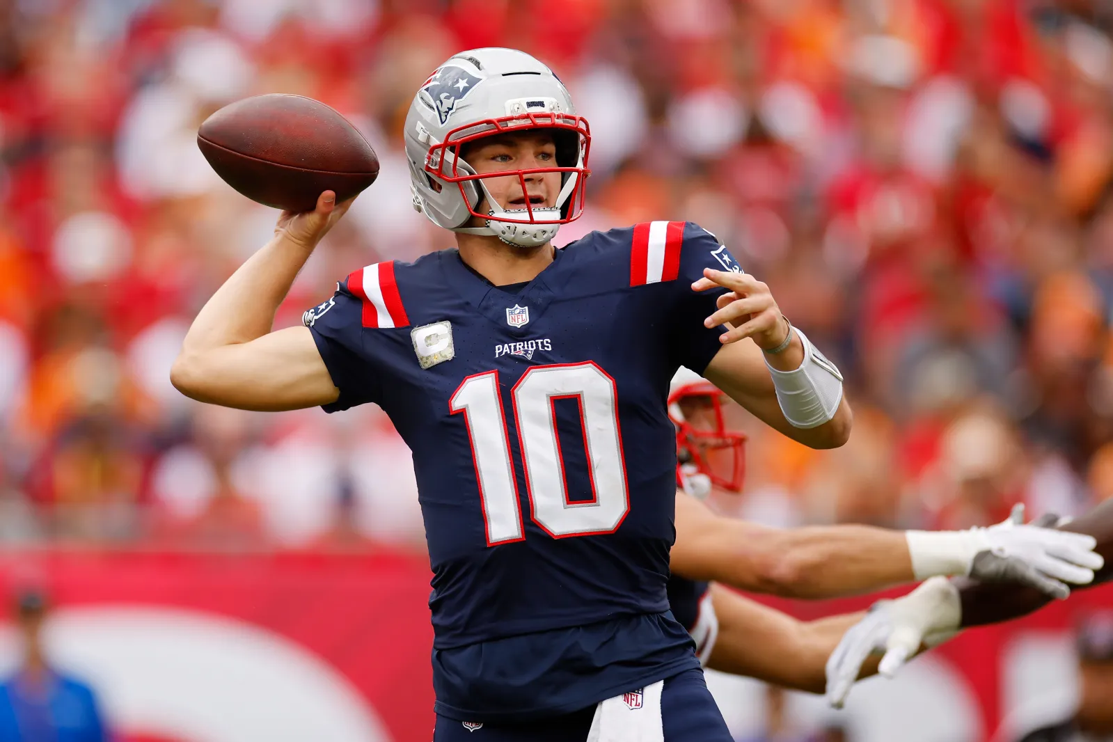 Drake Maye #10 of the New England Patriots