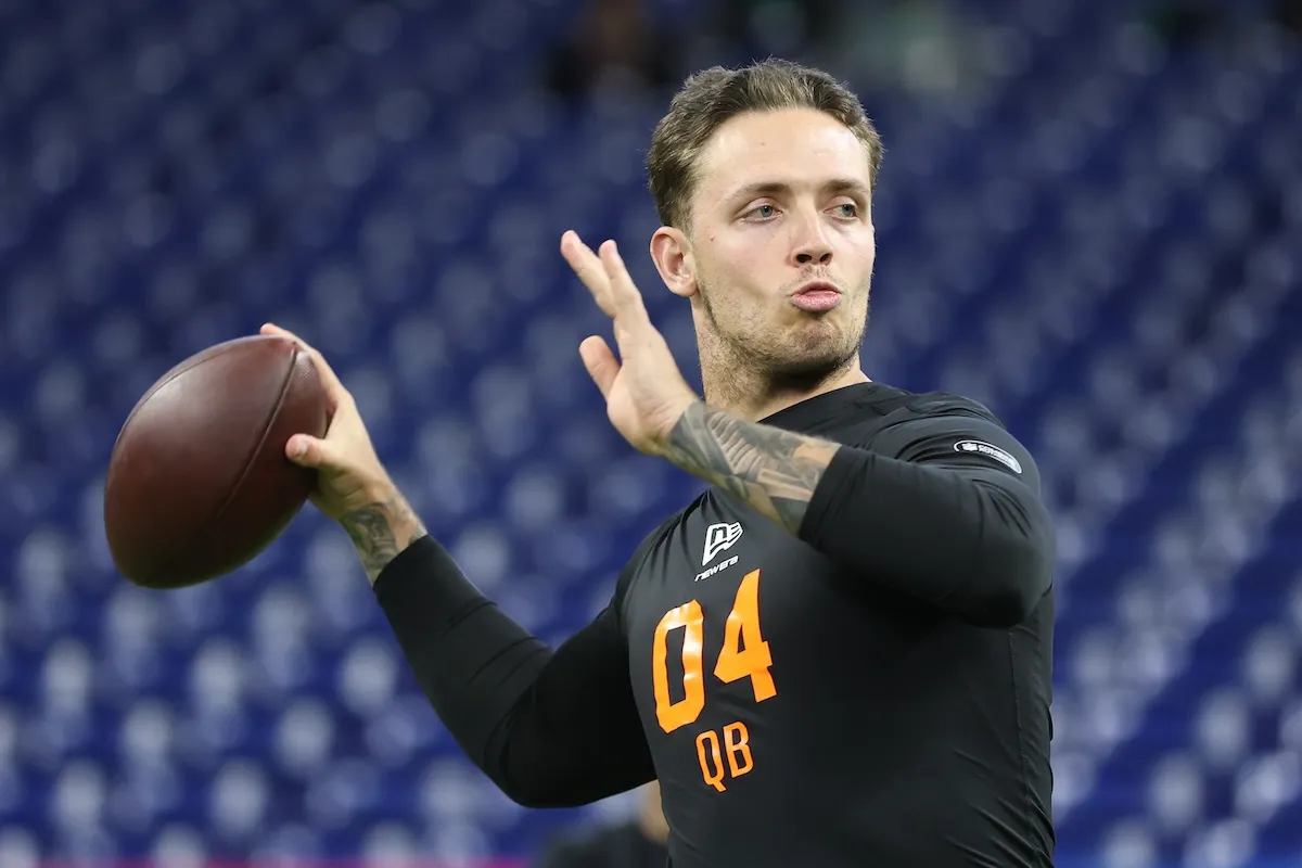 Former Miami (FL) quarterback Carson Beck at 2026 NFL Scouting Combine