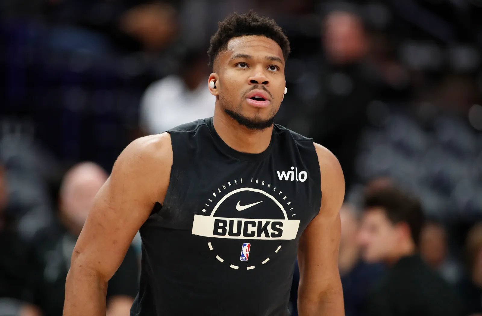 SALT LAKE CITY, UT - MARCH 19: Giannis Antetokounmpo #29 of the Milwaukee Bucks walks on the court during warmups before their game against the Utah Jazz at the Delta Center on March 19, 2026 in Salt Lake City, Utah.NOTE TO USER: User expressly acknowledges and agrees that, by downloading and or using this photograph, User is consenting to the terms and conditions of the Getty Images License Agreement. (Photo by Chris Gardner/Getty Images)