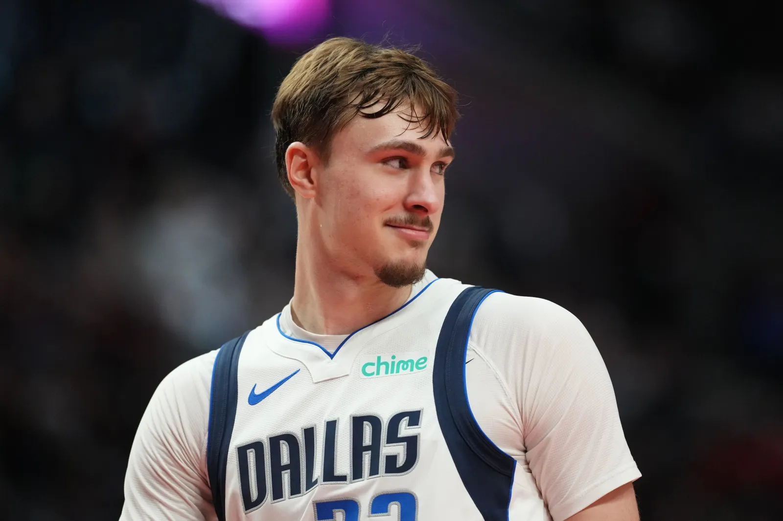 PORTLAND, OREGON - MARCH 27: Cooper Flagg #32 of the Dallas Mavericks looks on during the second half against the Portland Trail Blazers at Moda Center on March 27, 2026 in Portland, Oregon. (Photo by Soobum Im/Getty Images)