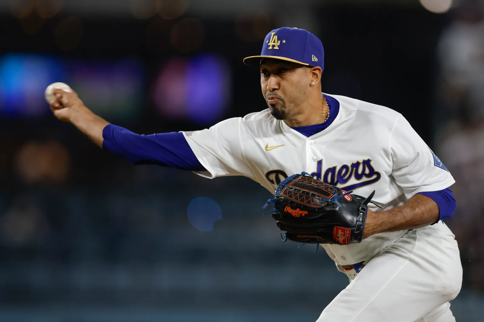 Edwin Diaz #3 of the Los Angeles Dodgers