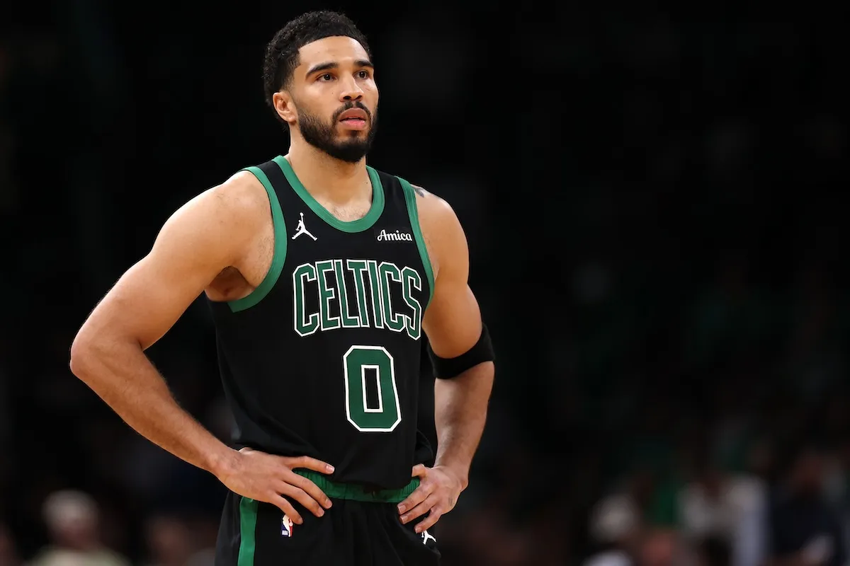 Boston Celtics star Jayson Tatum against Philadelphia 76ers
