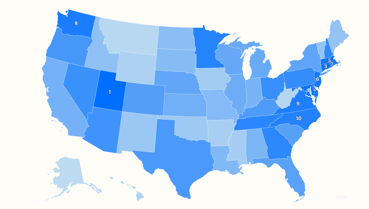 Map Shows Best States for Working From Home - Newsweek