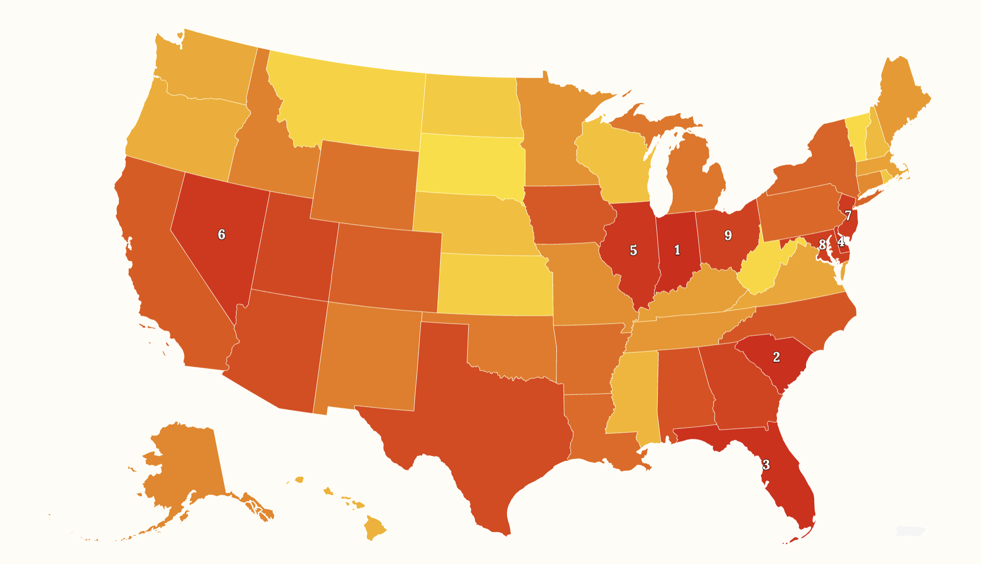 Map Shows States Where Homeowners Are Struggling To Pay Mortgages