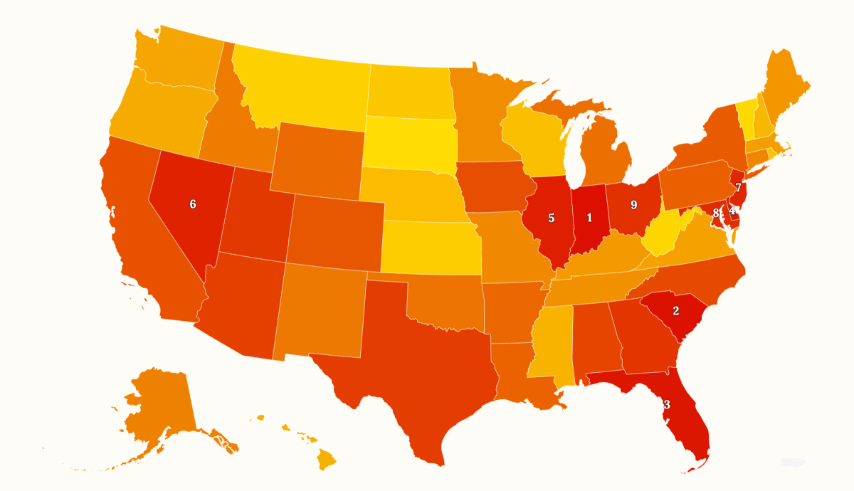 Map Shows States Where Homeowners Are Struggling To Pay Mortgages