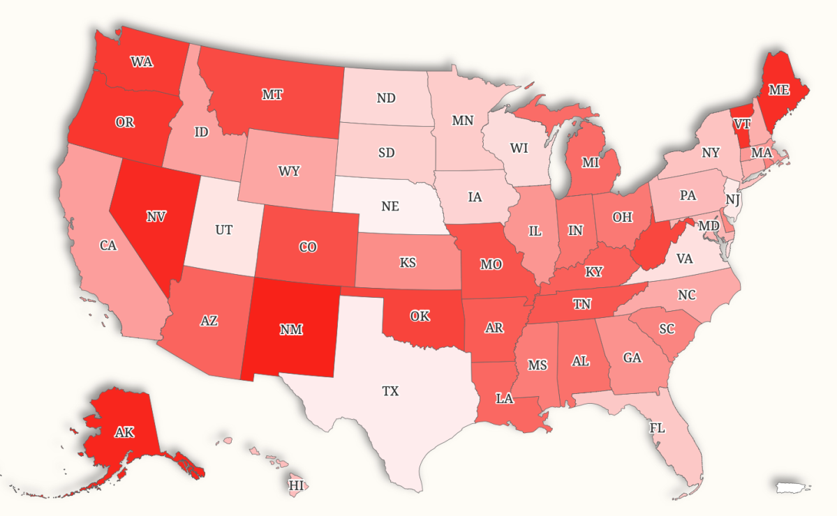 Nh Drug Problem Ranking Map Reveals States With The Worst Drug Addiction Problems - Newsweek