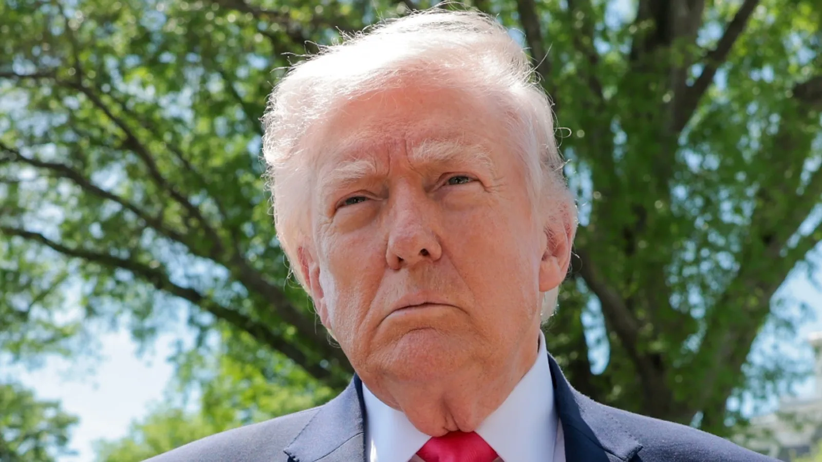 Donald Trump speaks to the media before boarding Marine One on the South Lawn of the White House on April 16, 2026 in Washington, DC.