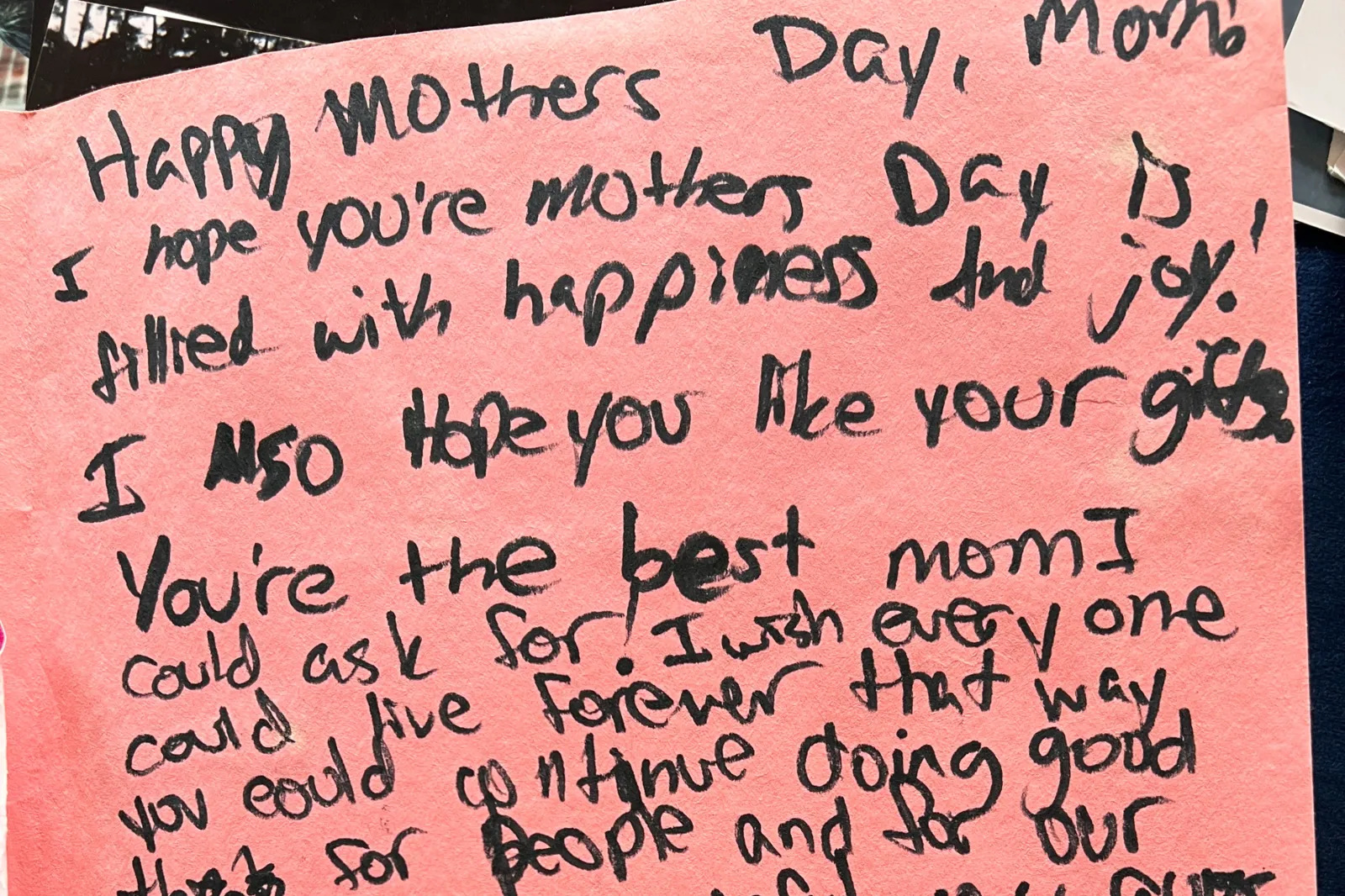 A note that Trina Moore found from Jada's childhood memory box.