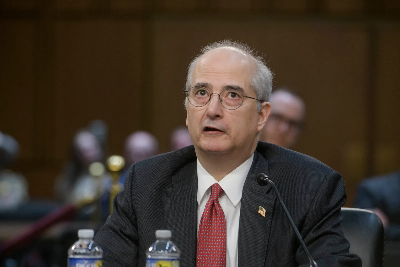 John Eisenberg appears before a Senate Committee on Intelligence hearing for his pending confirmation to be assistant Attorney General for the NSD, on Capitol Hill, Wednesday, April 9, 2025, in Washington. (AP Photo/Rod Lamkey, Jr.)
