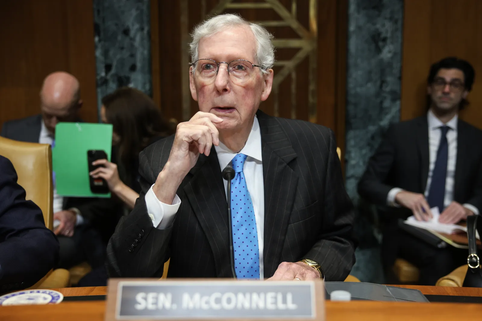 Senator Mitch McConnell at a hearing on Capitol Hill in Washington D.C. on Tuesday.