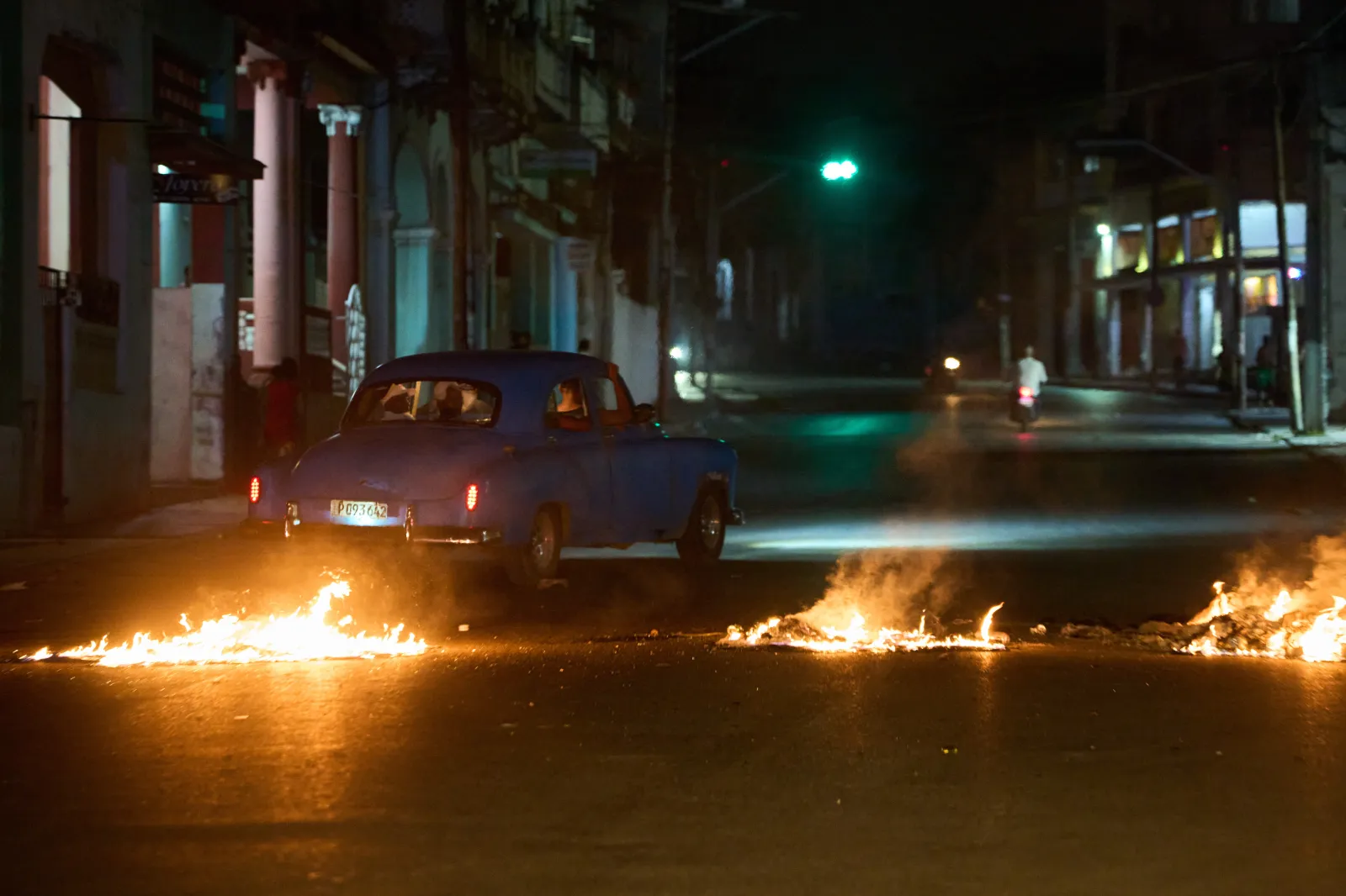 A barricade set up by residents protesting prolonged power outages in Havana, Cuba, on Wednesday.