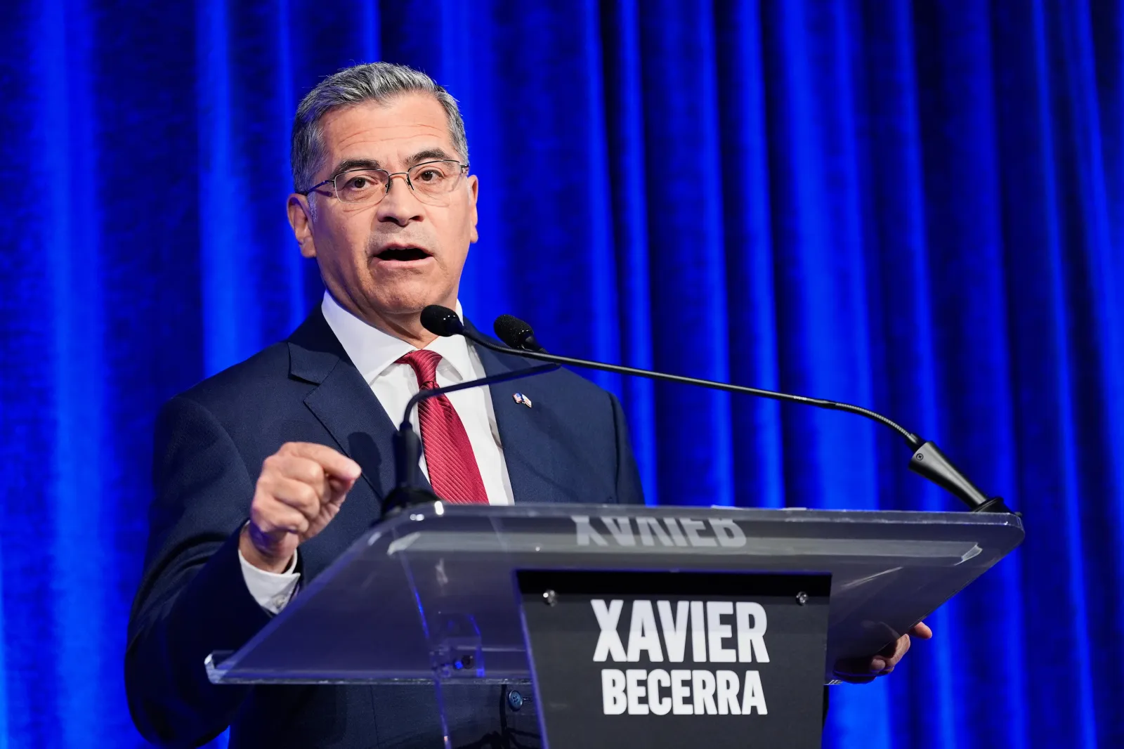 Xavier Becerra speaks during a California gubernatorial debate in San Francisco on May 14. (AP Photo/Godofredo A. Vásquez, Pool)