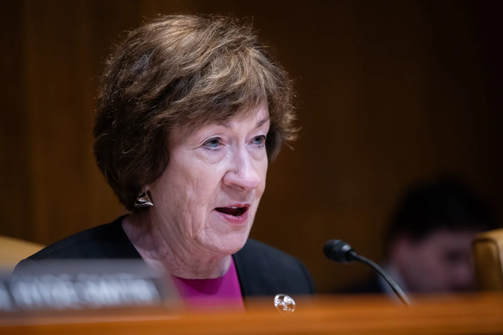 U.S. Senator Susan Collins speaks at a May 19 hearing on Capitol Hill. (Francis Chung/Politico via AP Images)
