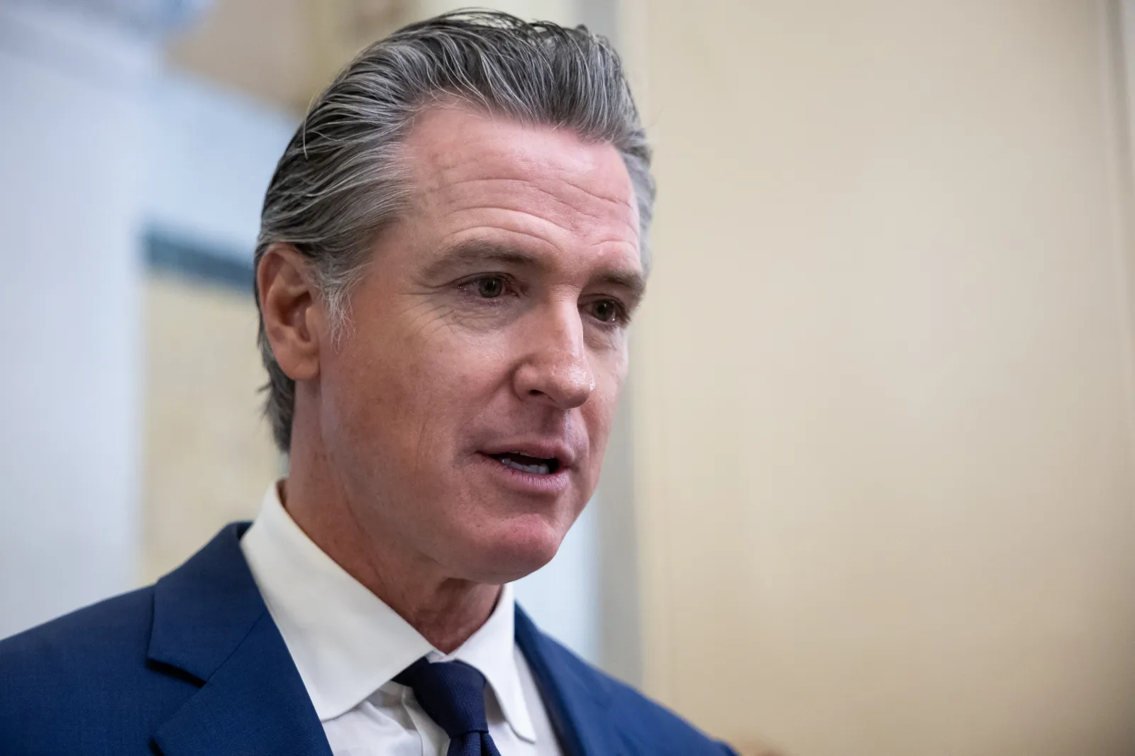California Governor Gavin Newsom is seen at the U.S. Capitol on Wednesday. (Francis Chung/Politico via AP Images)