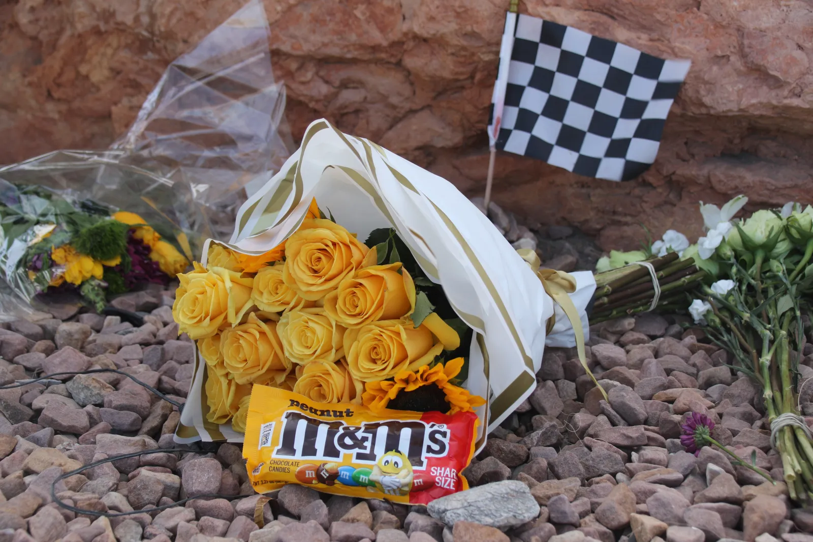 A memorial for the late NASCAR driver Kyle Busch at Las Vegas Motor Speedway on May 22 at Las Vegas Motor Speedway. (Photo by Olivia Lindsay/LVMS/Icon Sportswire) (Icon Sportswire via AP Images)