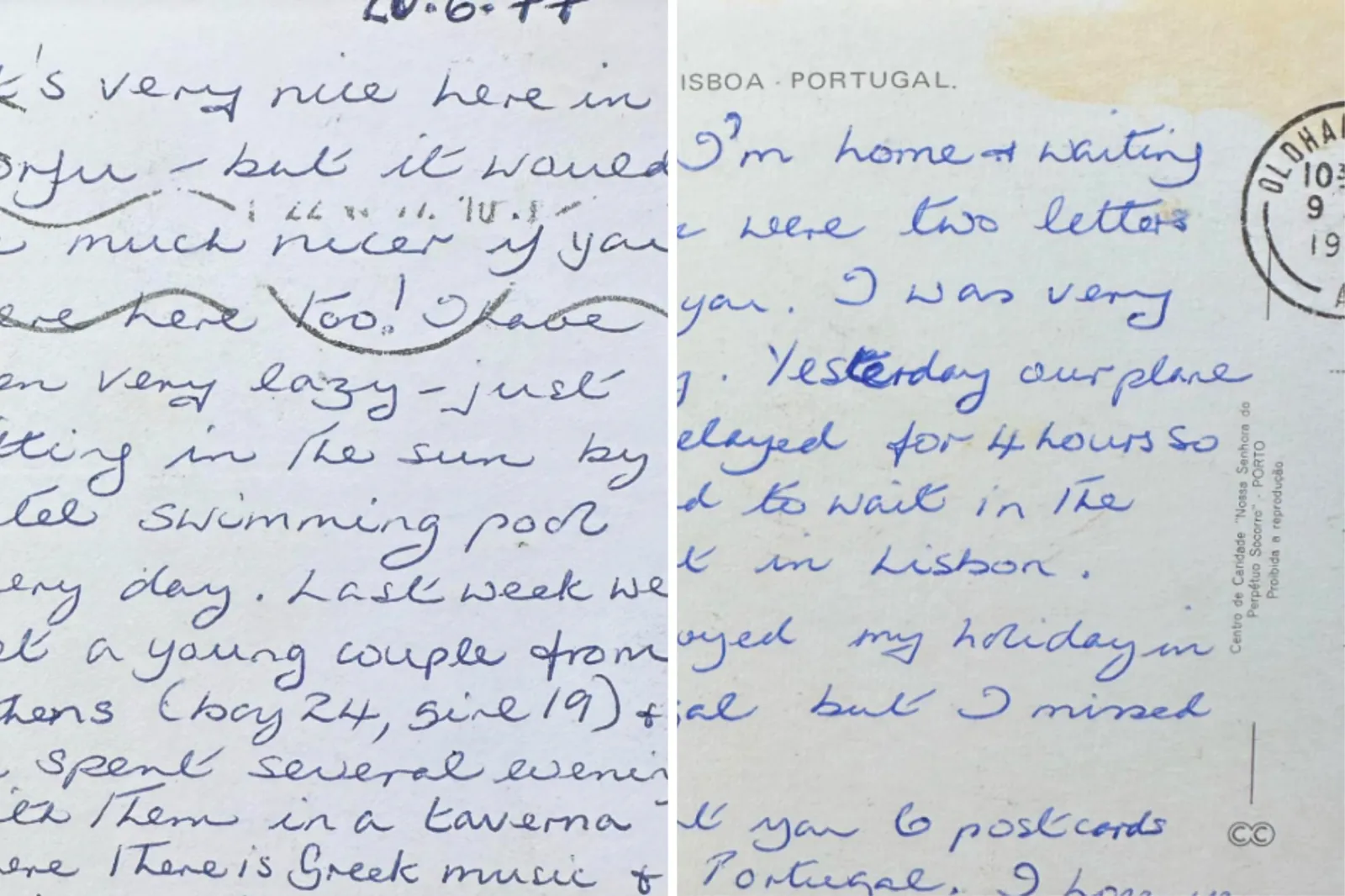 Postcards sent from Sheila to Dianu in the late 1970s.