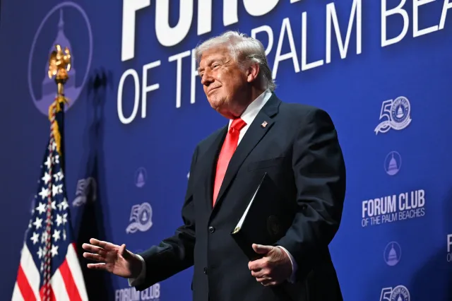 Donald Trump speaks during an event at the Raymond F. Kravis Center for the Performing Arts on May 01, 2026 in Palm Beach, Florida.