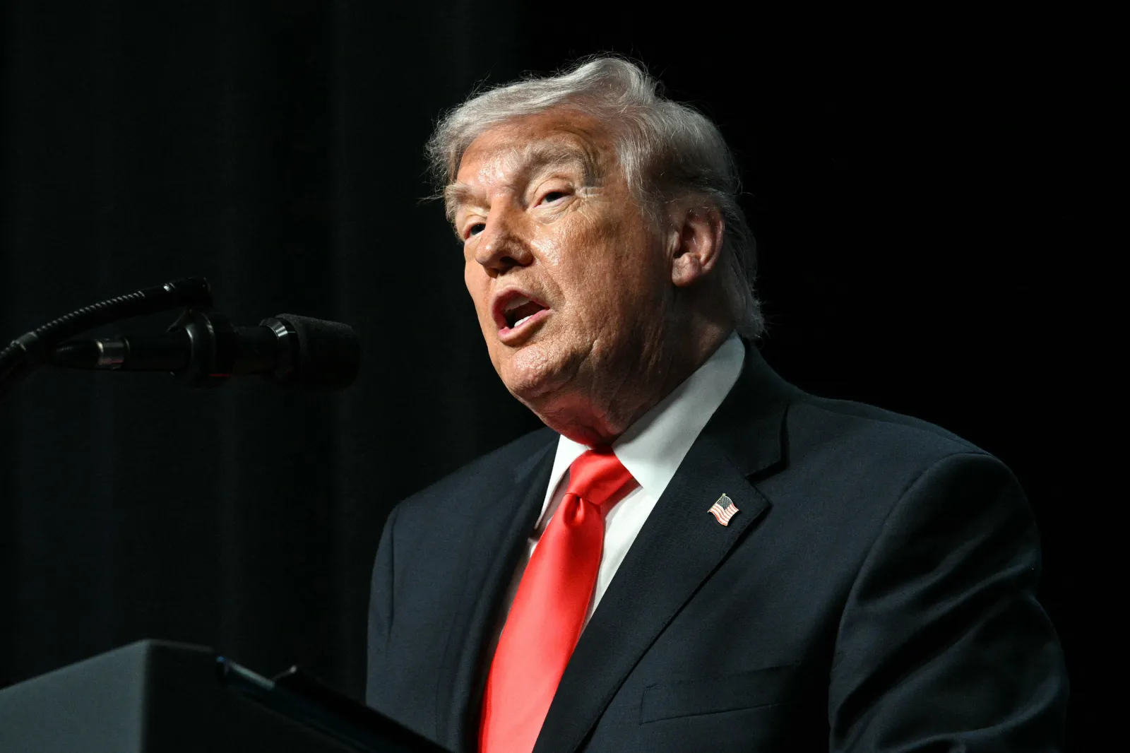 Donald Trump speaks at The Forum Club of the Palm Beaches Dinner at the Raymond F. Kravis Center for the Performing Arts in West Palm Beach, Florida on May 1, 2026.