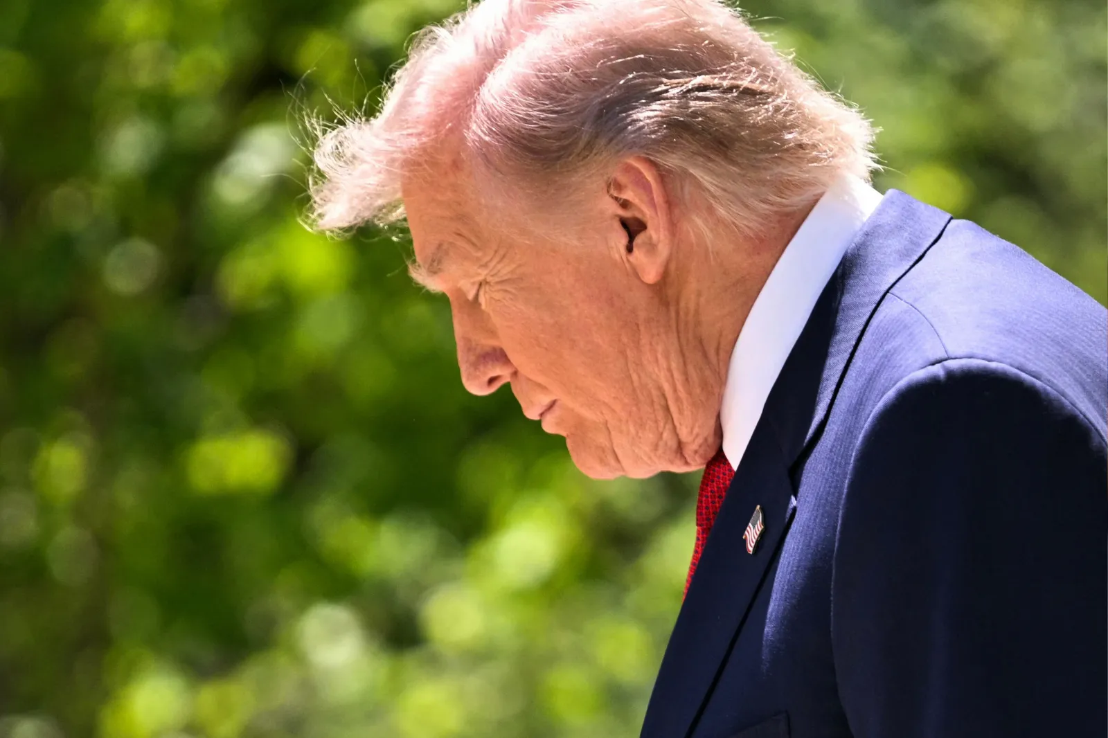 Donald Trump arrives during a Mother's Day luncheon in the Rose Garden of the White House in Washington, DC, on May 8, 2026.