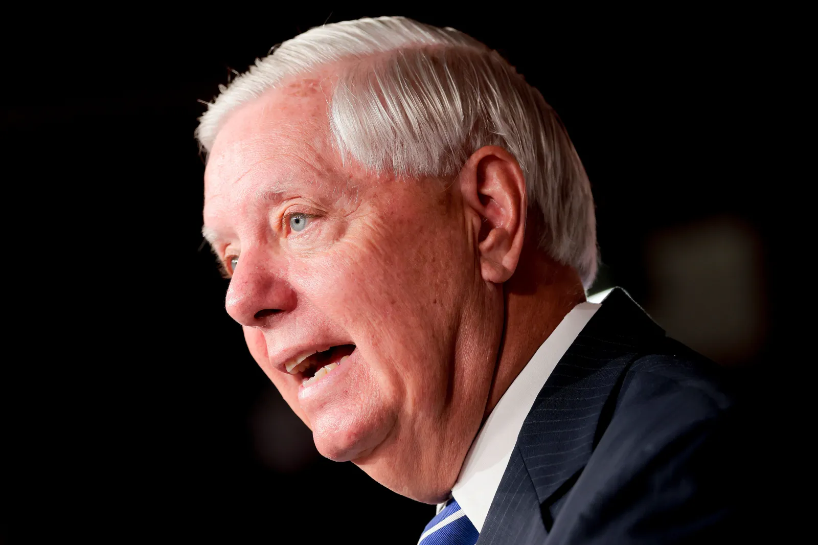 Lindsey Graham speaks during a press conference at the U.S. Capitol on April 27, 2026, in Washington, DC.