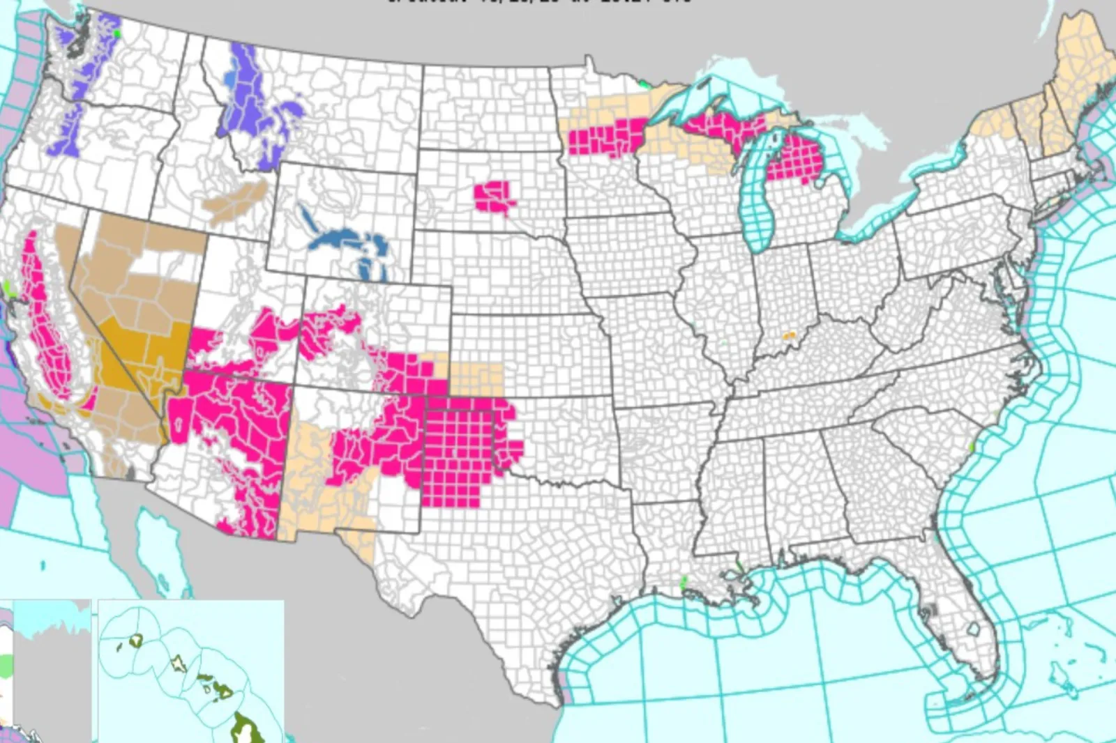 A map from the National Weather Service shows multiple states at risk of wildfires on May 16. (Credit: NWS)