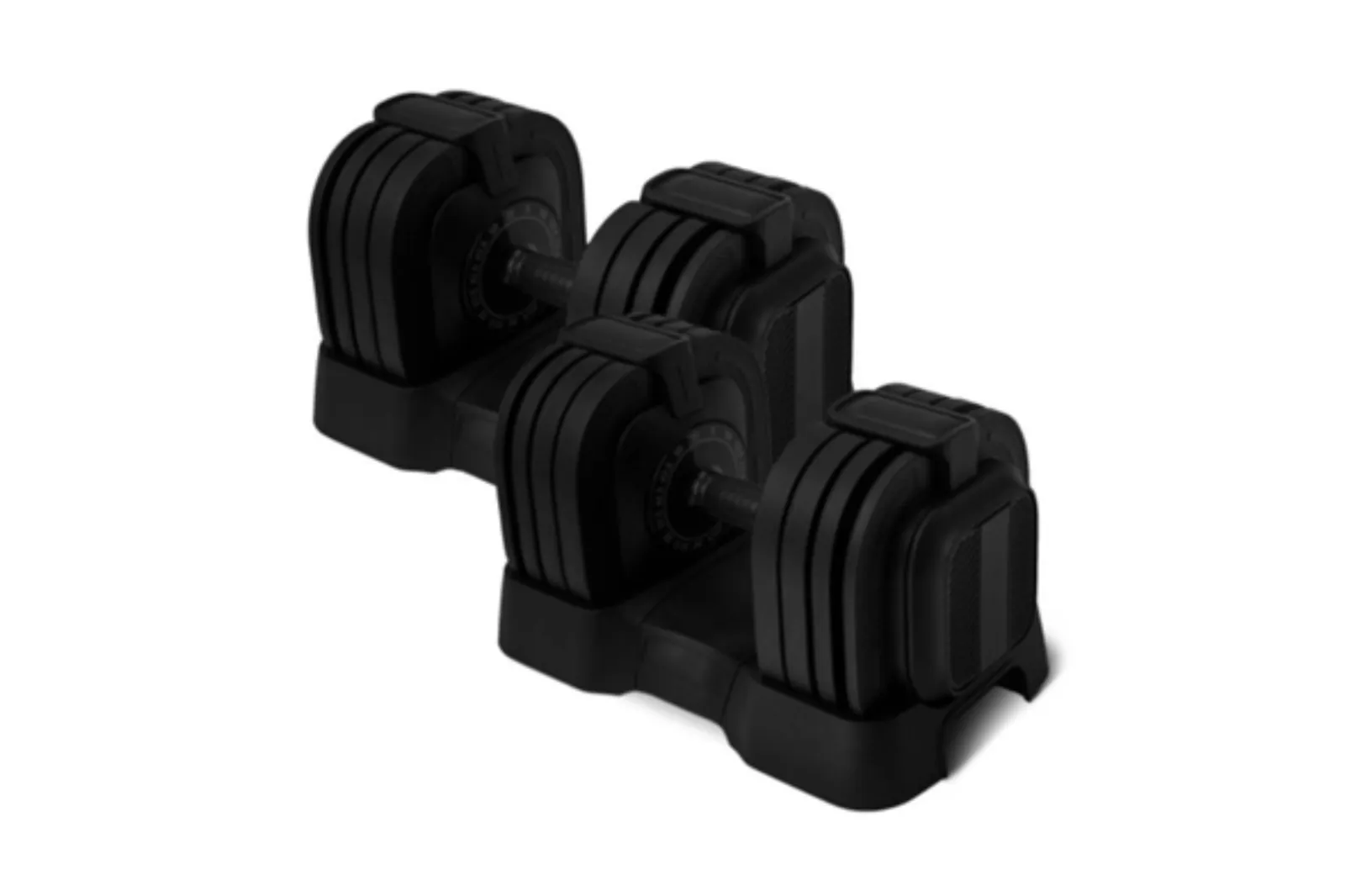 The recalled Amazon Basics 55-lb Adjustable Dumbbells