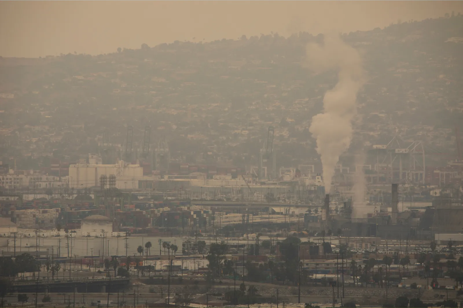 File image: Emissions from the port of Los Angeles are seen in 2021.