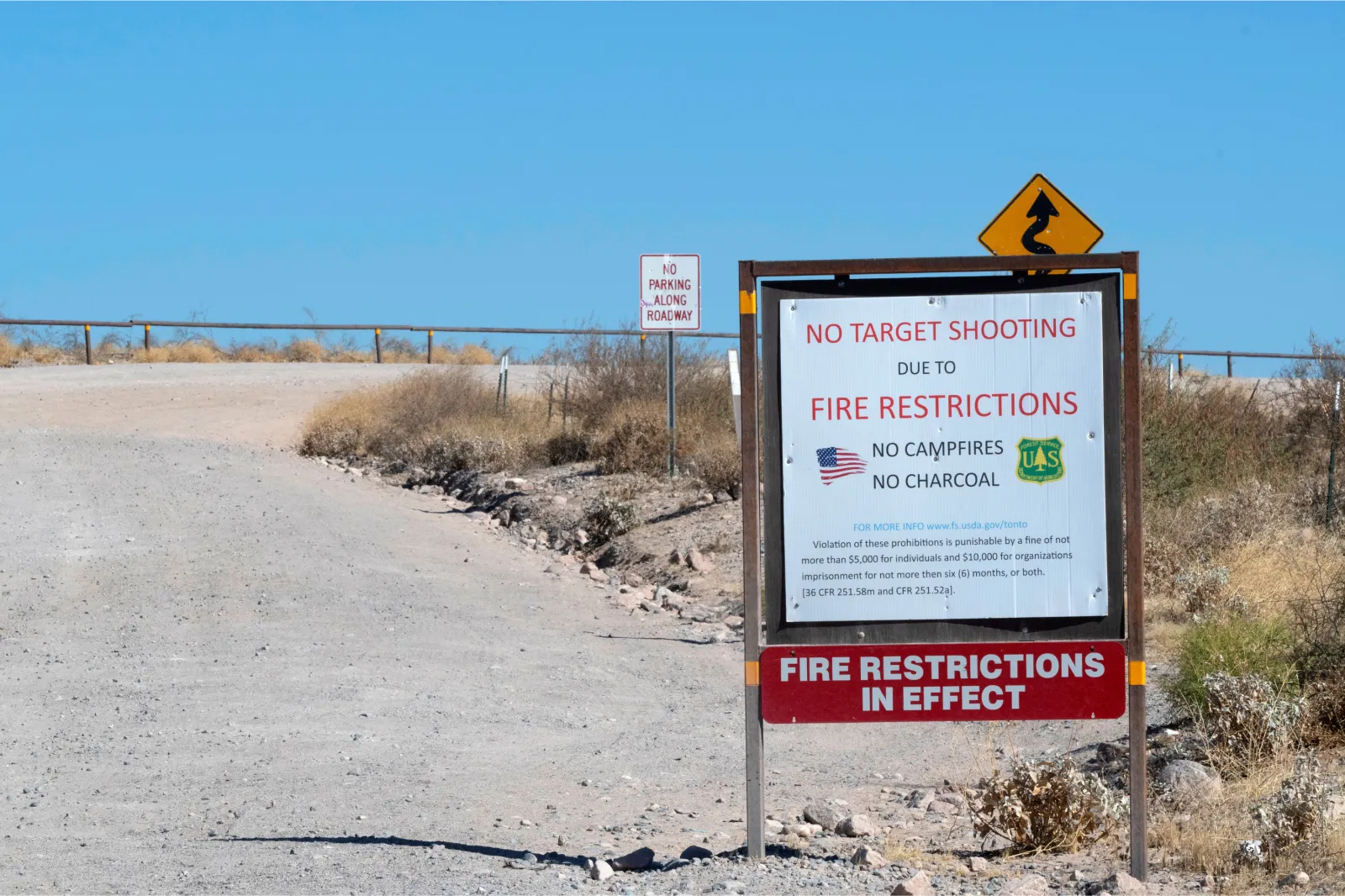 Arizona Forest Service signage for a bush fire 2020 restricted area.