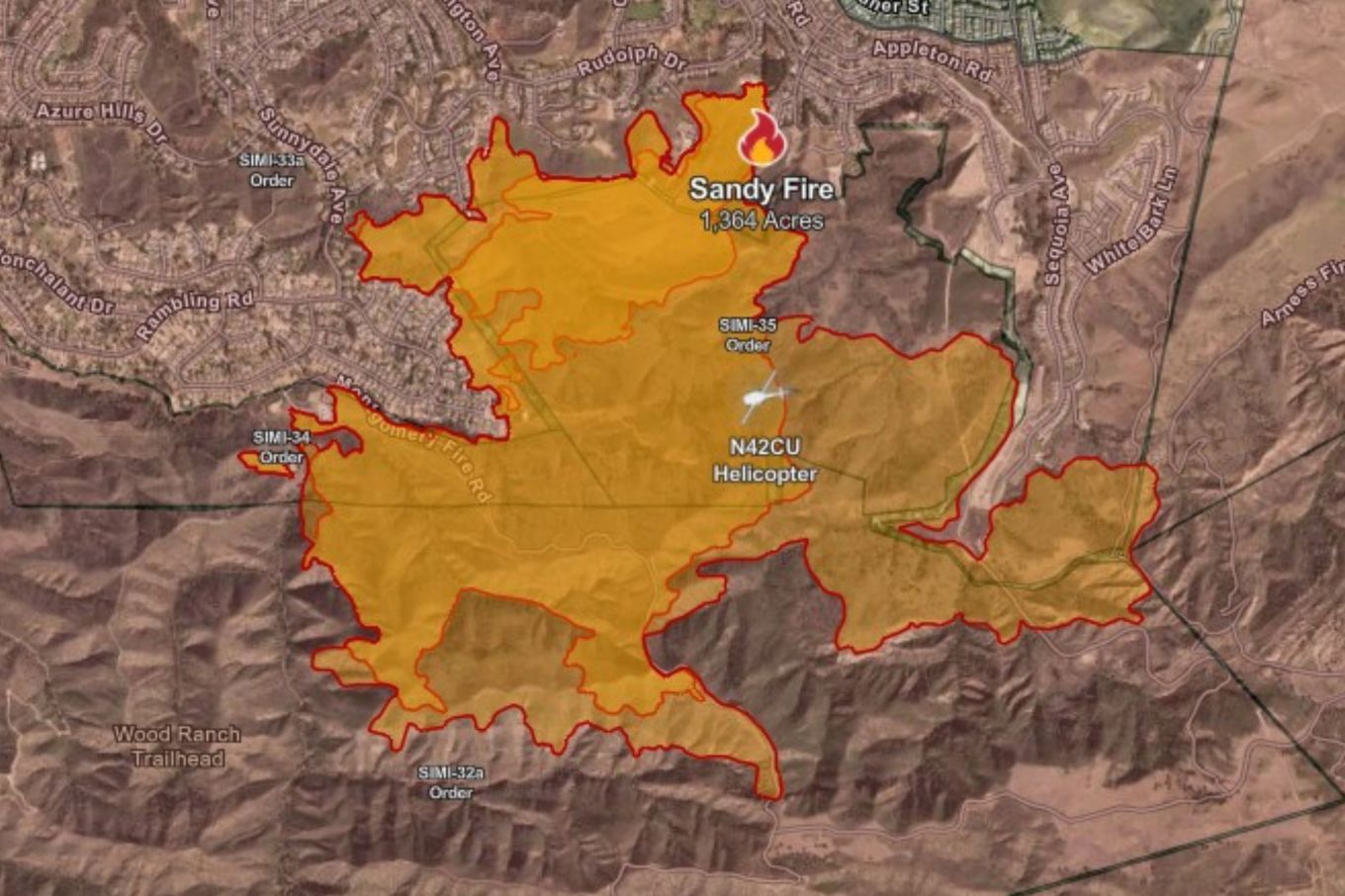 Simi Valley Evacuation Map as Over 1300 Acres Burn in Sandy Fire - Newsweek