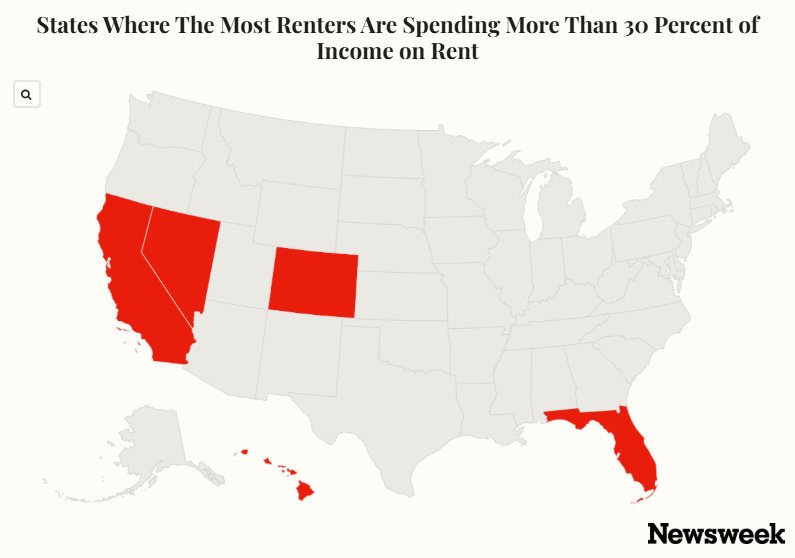 Map Shows Where Rent Takes the Biggest Bite Out of Pay in America
